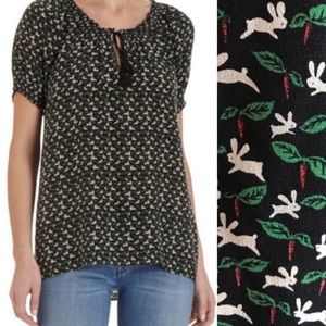 Joie “Masha” Bunnies & Carrots Peasant Top XS